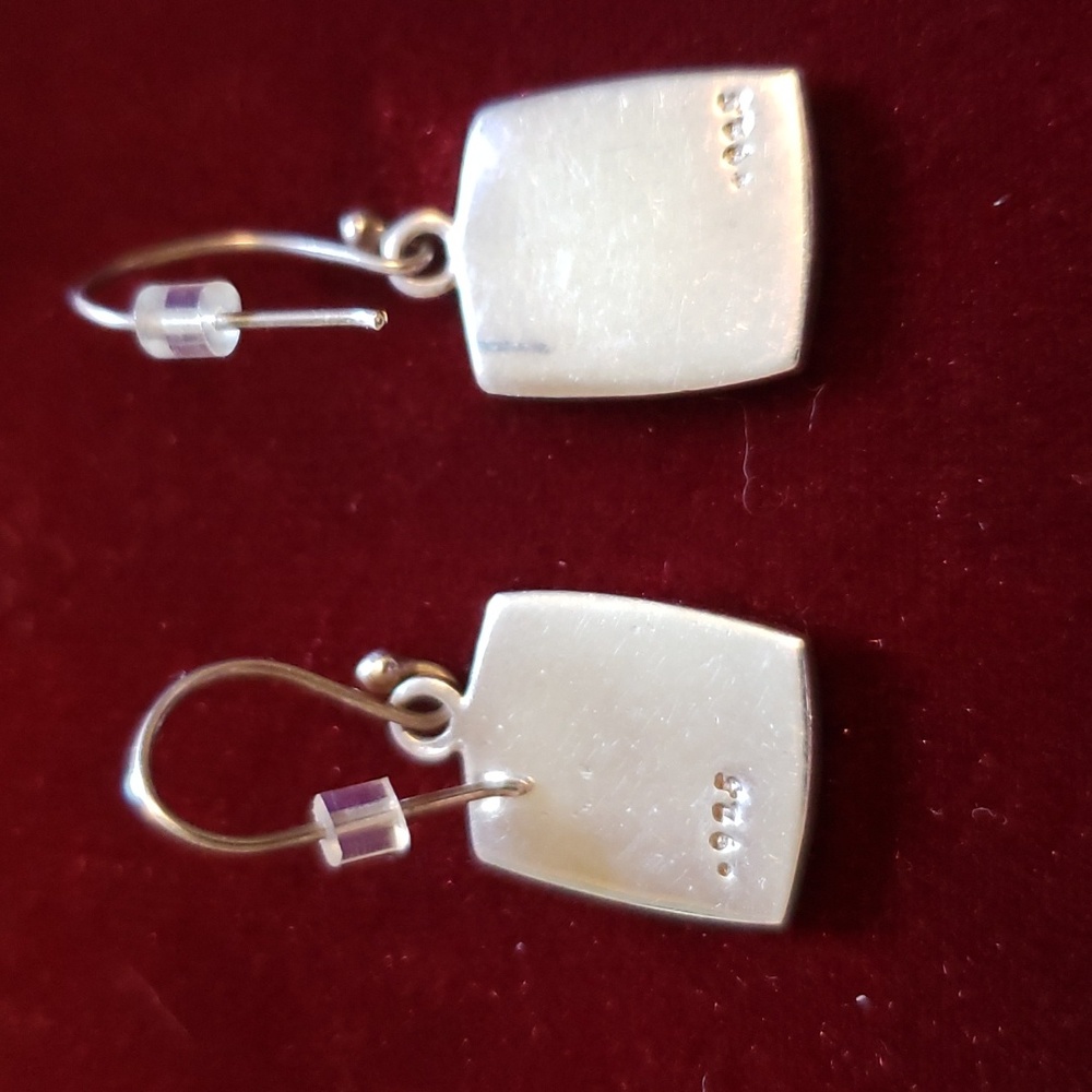 Vintage Inlaid Sterling Multi Stone Southwestern Handcrafted Artisan Earrings - Picture 5 of 11